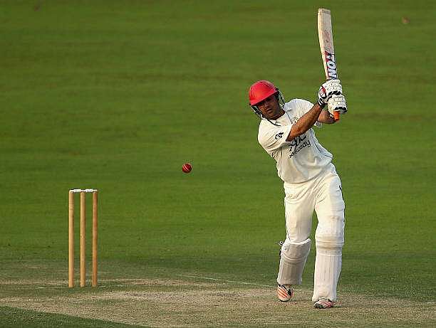 ABU DHABI, UNITED ARAB EMIRATES - DECEMBER 08: Mohammad Nabi of Afghanistan bats during day two of the tour match between England Lions and Afghanistan at Zayed Cricket Stadium on December 8, 2016 in Abu Dhabi, United Arab Emirates. (Photo by Francois Nel/Getty Images)